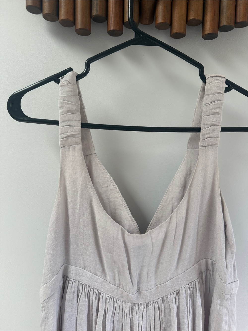 Anthropologie Sine Light Gray Sleeveless V-Neck Floral Waist Sundress - Picture 8 of 9